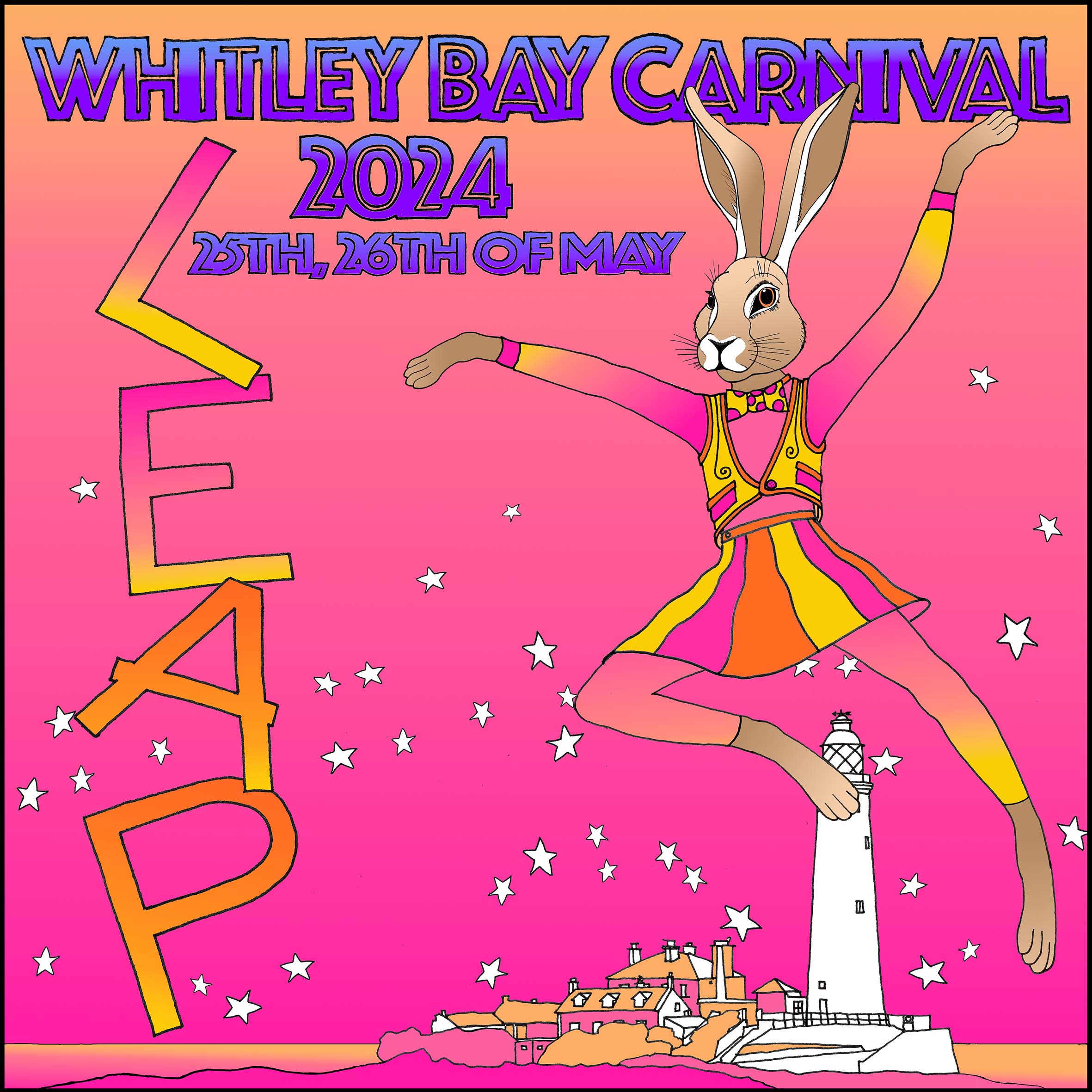 Whitley Bay carnival 2023 Poster. Now We Are 10